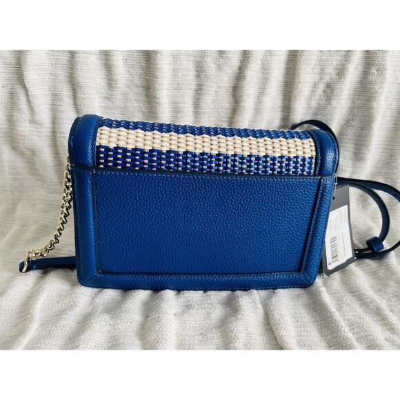 NWT kate spade new york Knott Leather Striped Woven Straw Crossbody Bag - Picture 5 of 7